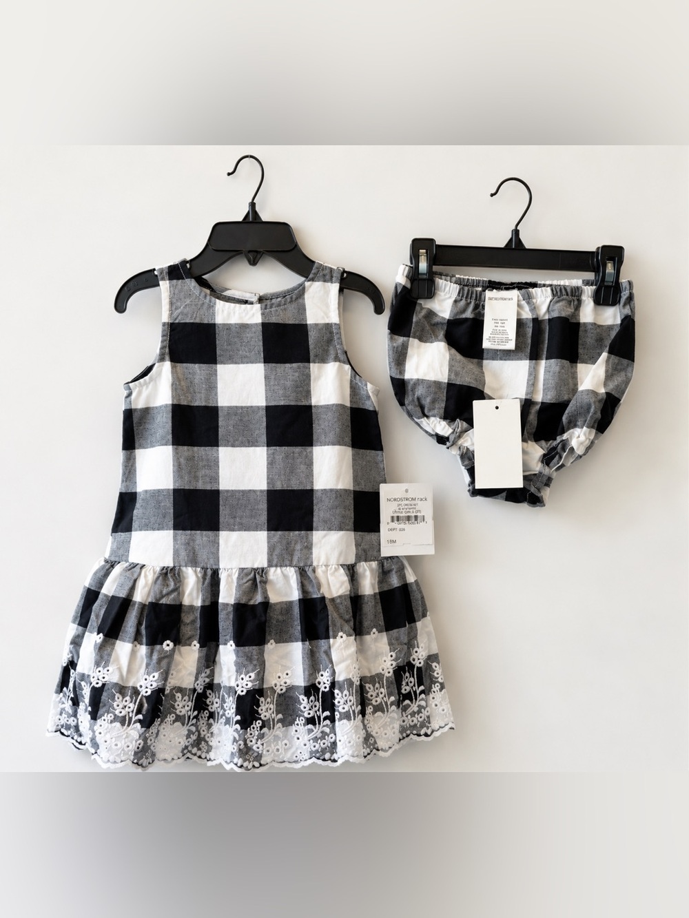 New Pastourelle By Pippa & Julie Toddler Girls Gingham Black & White Dress 18 m